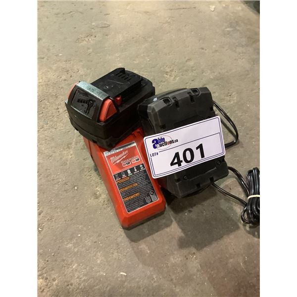 2 MILWAUKEE BATTERIES WITH CHARGER