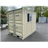 Image 1 : NEW 9' BEIGE COMMERCIAL OFFICE SHIPPING CONTAINER WITH SIDE MAN DOOR*DMG TO MANDOOR LOCK*