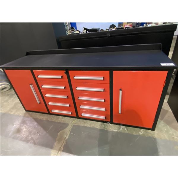 7' WORK BENCH WITH 10 DRAWERS, 2 CABINETS ANTI-SLIP LINING LOCKING ...