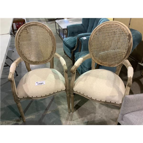 2 WICKER BACK CHAIRS