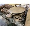 Image 2 : WOOD TOP METAL BASE TABLE WITH 4 CHAIRS 40" DIAMETER