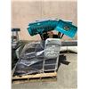 Image 1 : PALLET OF YARDWORKS SNOW SHOVELS, ASSORTED ADVERTISEMENT STANDS, FOLDING CHAIR, BINS AND MORE