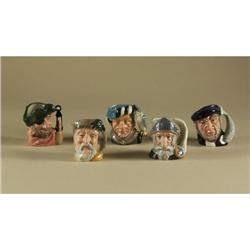 FIVE SMALL ROYAL DOULTON CHARACTER JUGS