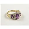 Image 1 : AMETHYST & DIAMOND IN 14K GOLD LADY'S RING