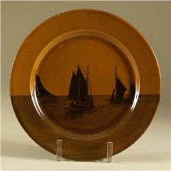 ROYAL DOULTON OCHRE BLACK TRANSFERWARE PLATE