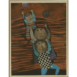 LITHOGRAPH GRACIELA BOULANGER CHILDREN PLAYING