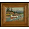 Image 2 : OIL PAINTING FRED OLDFIELD HOODS CANAL OLYMPICS
