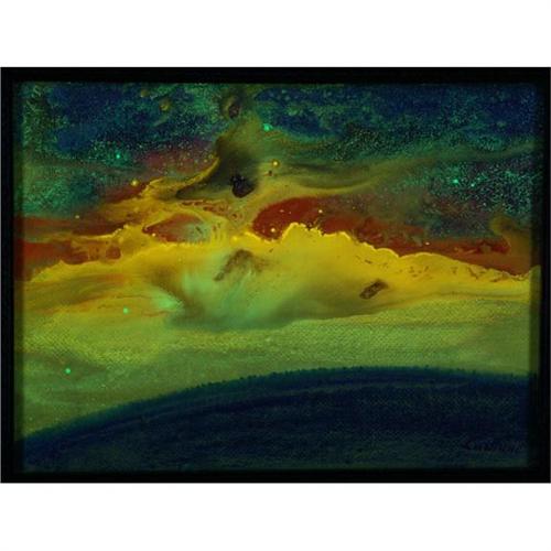 FLUORESCENT ACRYLIC PAINTING JOHN PLUMER LUDLUM