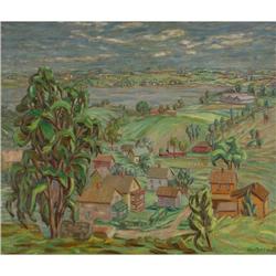 OIL PAINTING STEWART MACDERMOTT MUSHROOM BARNS
