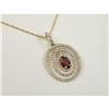 Image 1 : GARNET & DIAMOND 14K GOLD PENDANT W/ CHAIN