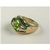 Image 1 : PERIDOT, TSAVORITE GARNET & DIAMOND RING IN 14K