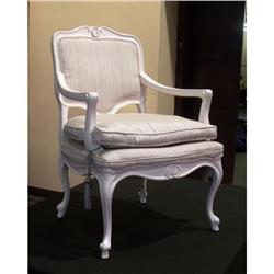 LOUIS XV STYLE PROVINCIAL WHITE PAINTED ARMCHAIR