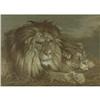 Image 1 : GILT FRAME STITCHERY LIONS VINTAGE / ANTIQUE