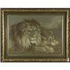 Image 2 : GILT FRAME STITCHERY LIONS VINTAGE / ANTIQUE