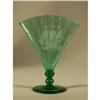 Image 1 : STEUBEN ATTRIBUTED GREEN FAN SHAPE VASE ETCHED