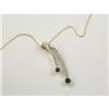 Image 1 : SAPPHIRE, DIAMOND & 14K GOLD PENDANT WITH CHAIN