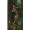 Image 1 : OIL PAINTING WOMAN JUNGLE LANDSCAPE VINTAGE