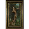 Image 2 : OIL PAINTING WOMAN JUNGLE LANDSCAPE VINTAGE