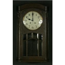 EDWARDIAN OAK REGULATOR WALL CLOCK