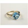 Image 1 : BLUE TOPAZ AND DIAMOND 14K GOLD LADY'S RING
