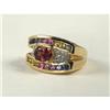Image 1 : MULTI COLORED SAPPHIRE & DIAMOND 14K GOLD RING