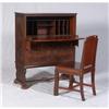 Image 1 : ASIAN CARVED DESK ON STAND AND SIDE CHAIR