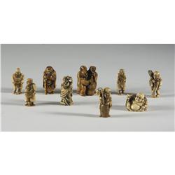 9 VINTAGE NETSUKE SIGNED EXAMPLES
