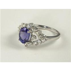 TANZANITE & DIAMOND LADY'S RING IN 18K