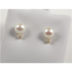 PEARL & DIAMOND 14K YELLOW GOLD EARRINGS