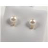 Image 1 : PEARL & DIAMOND 14K YELLOW GOLD EARRINGS
