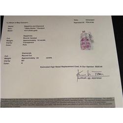 Sapphire and Diamond Baby Bottle Pendant