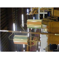 Retro pole lamp with orange shades.