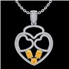 Image 2 : 3 ctw Citrine & Micro Pave Designer Heart Necklace 14k White Gold - REF-134H5R