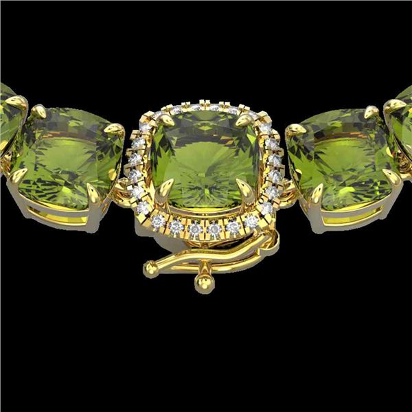 100 ctw Green Tourmaline & Diamond Micro Necklace 14k Yellow Gold - REF-1072N8F