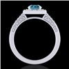 Image 3 : 1.1 ctw Intense Blue Diamond Engagment Art Deco Ring 18k White Gold - REF-169W3H