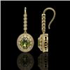 Image 2 : 8.45 ctw Tourmaline & Diamond Victorian Earrings 14K Yellow Gold - REF-250K8Y
