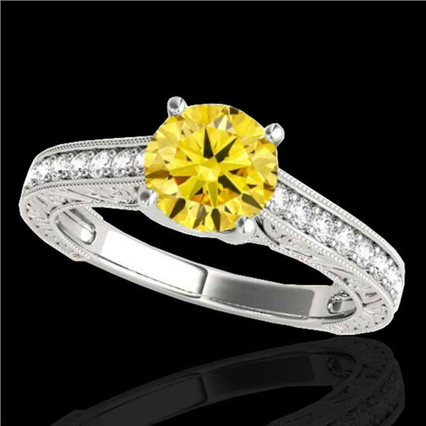 1.32 ctw Certified SI/I Fancy Intense Yellow Diamond Ring 10k White Gold - REF-184A3N