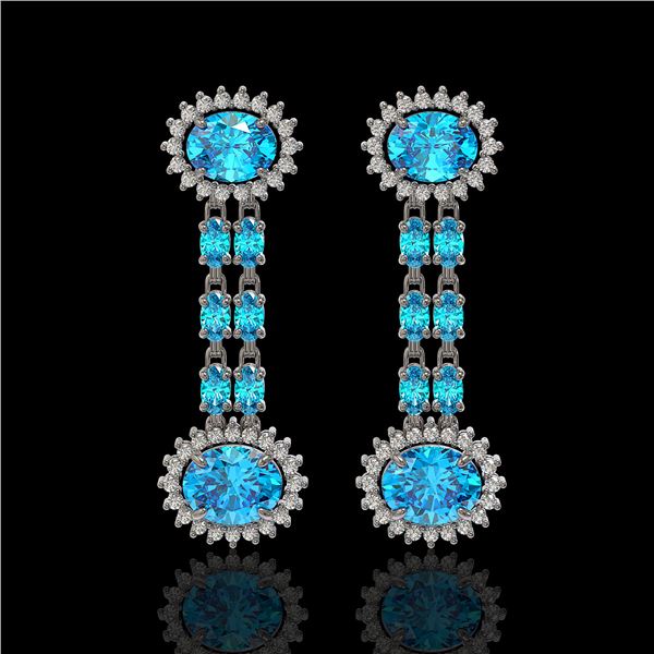 9.85 ctw Swiss Topaz & Diamond Earrings 14K White Gold - REF-145R3K