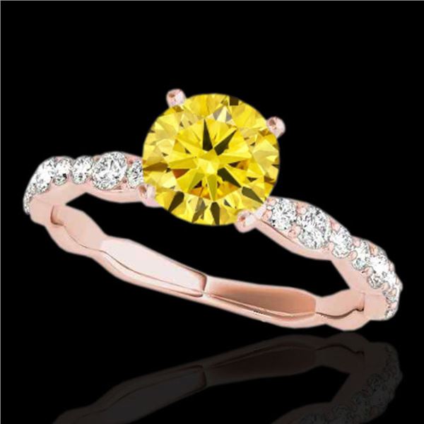 1.4 ctw Certified SI/I Fancy Intense Yellow Diamond Ring 10k Rose Gold - REF-177N3F