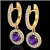 Image 1 : 1.75 ctw Amethyst & Micro Pave VS/SI Diamond Earrings 18k Yellow Gold - REF-86F2M