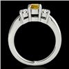 Image 2 : 2 ctw SI/I Fancy Intense Yellow Diamond 3 Stone Ring 10k White Gold - REF-262A4N