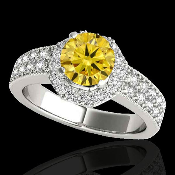 1.4 ctw Certified SI/I Fancy Intense Yellow Diamond Ring 10k White Gold - REF-204G5W