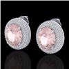 Image 1 : 9 ctw Morganite & Micro Pave VS/SI Diamond Earrings 18k White Gold - REF-284M4G