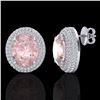 Image 2 : 9 ctw Morganite & Micro Pave VS/SI Diamond Earrings 18k White Gold - REF-284M4G