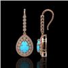 Image 2 : 7.95 ctw Turquoise & Diamond Victorian Earrings 14K Rose Gold - REF-241R5K