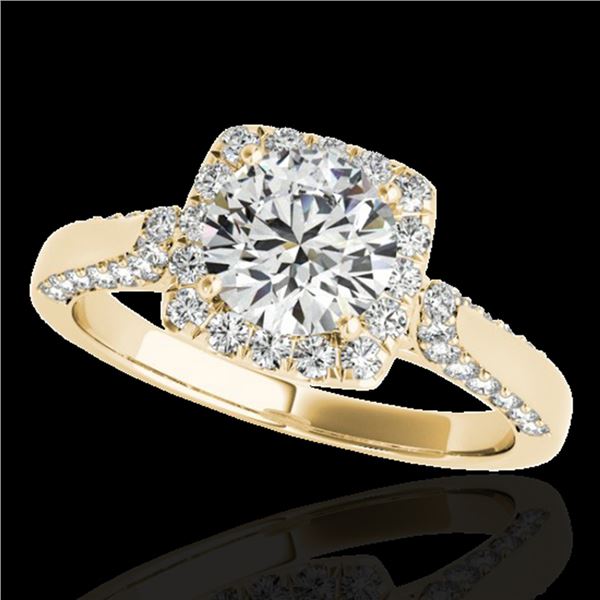 1.5 ctw Certified Diamond Solitaire Halo Ring 10k Yellow Gold - REF-204M5G