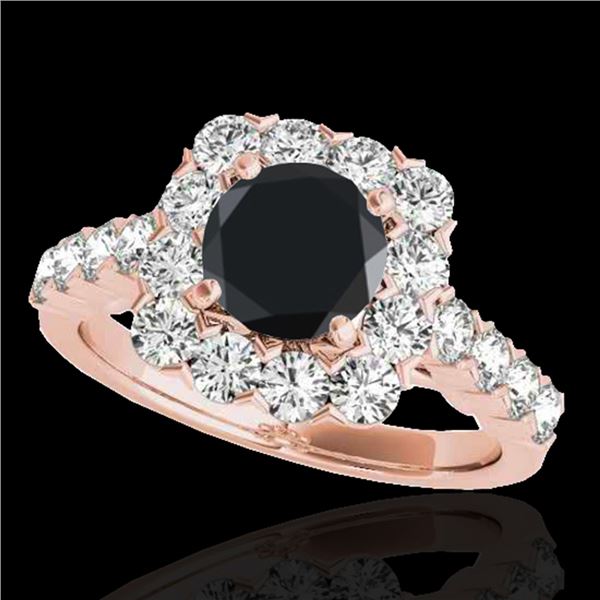 2.5 ctw Certified VS Black Diamond Solitaire Halo Ring 10k Rose Gold - REF-91R4K