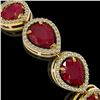 Image 3 : 30.06 ctw Ruby & Diamond Micro Pave Halo Bracelet 10k Yellow Gold - REF-368R5K