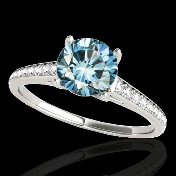 1.5 ctw SI Certified Fancy Blue Diamond Solitaire Ring 10k White Gold - REF-132N3F