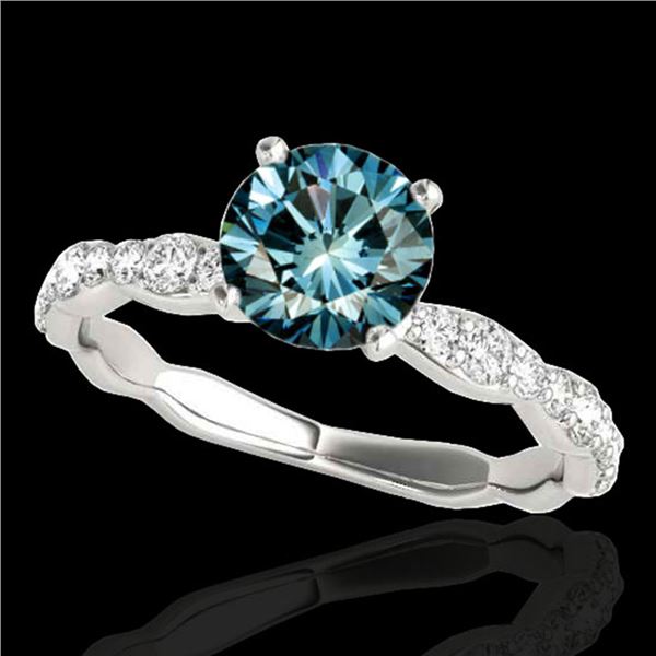 1.4 ctw SI Certified Fancy Blue Diamond Solitaire Ring 10k White Gold - REF-117W3H